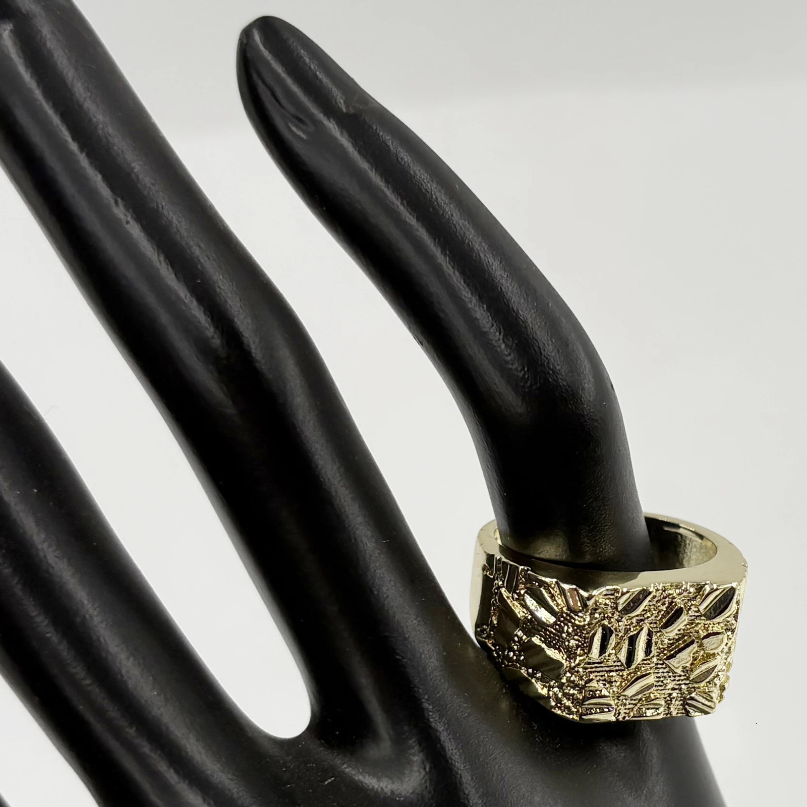hip hop men rings heavy nugget square 12mm thick 14k gold plated finger rings for men rough Irregular Geometric shape 251020