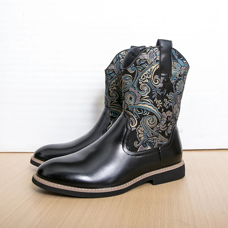 Retro Embroidered Fashionable Leather Walking Boot For Autumn Winter Comfortable AntiSlip And WearResistant HighTop Boots 251023