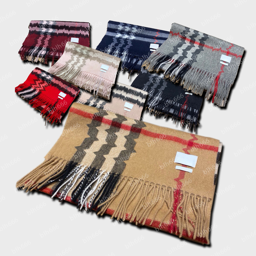 Classic Plaid Women Man Designer Scarf 100% Cashmere Scarves For Winter Warm Womens and mens Long Pashmina Tassel Print Scarf Size 180x30cm With Box