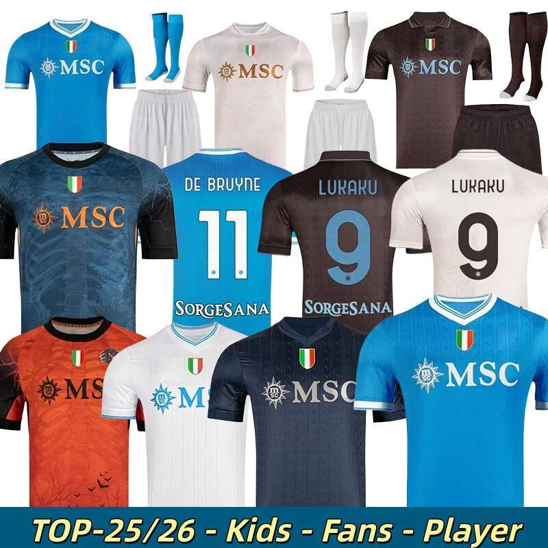 25 26 DE BRUYNE SSC Napoli LUKAKU soccer jerseys Naples KVARATSKHELIA DI LORENZO LOBOTKA ANGUISSA POLITANO SPINAZZOLA NERES McTOMINAY Men Kids Kit Training