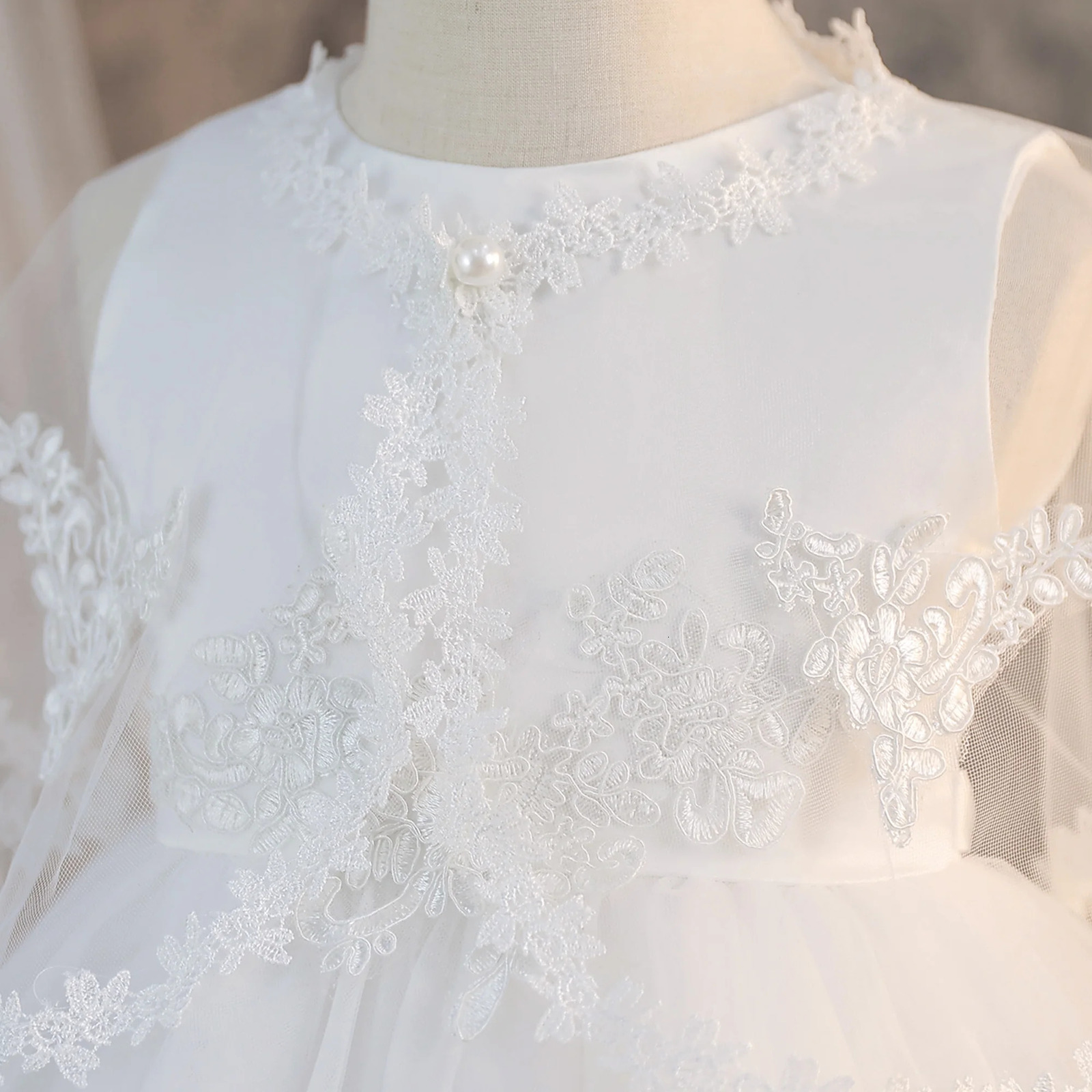 Elegant Flower Baptism Party Girls Dress 2pcs Lace Wedding Bridesmaid Prom Dresses Girl Gala Tulle Birthday Princess Kids Clothe 251023