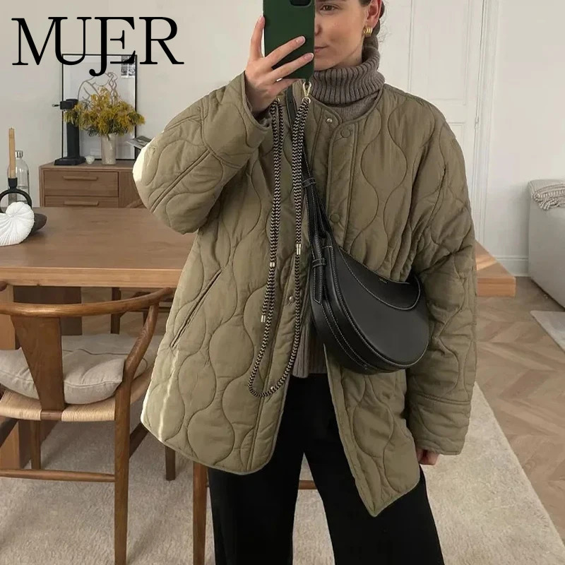MUJER Quilted Jacket Women Parkas Long Sleeve Padded Coat Woman Warm Winter Woman Coats Casual Demiseason Jacket for Women 251020