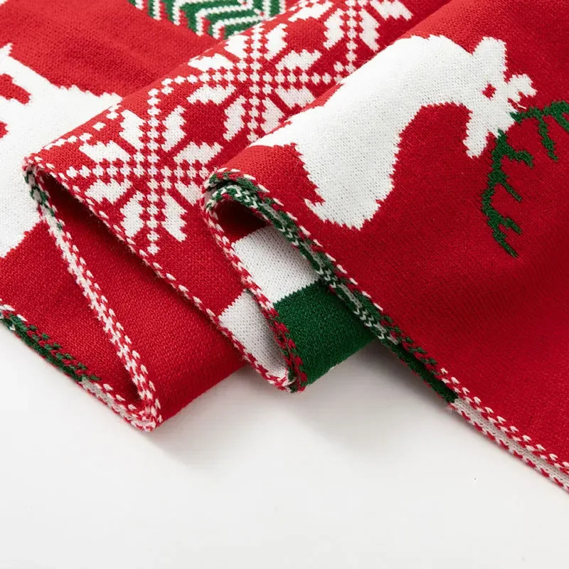 Years Decor Christmas Gift Red Cartoon Print Scarf Warm Thicken Adults s Soft Knit Scarfs Xmas Family Look Present 251024