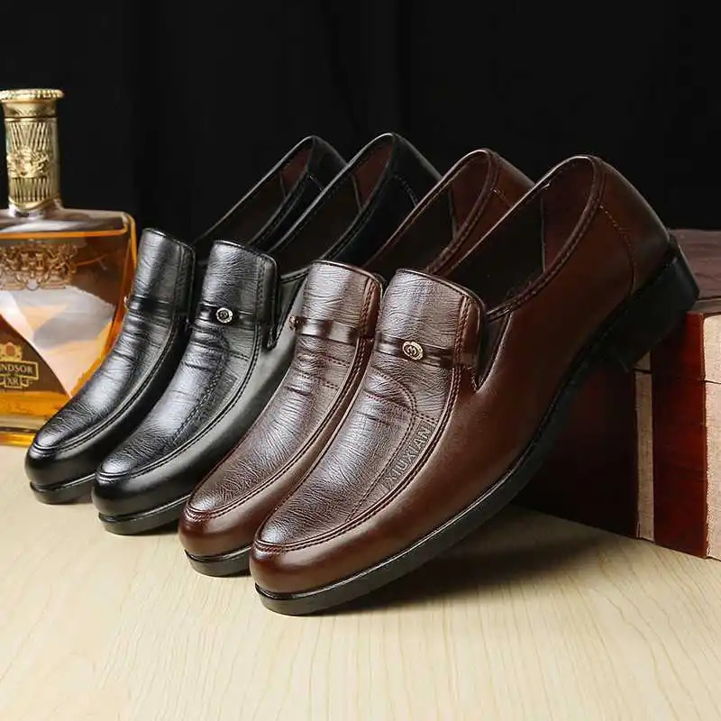 Mens plus size business Shoes Work dress leather shoes Autumn round toe anti slip footwear Fashion comfort male Loafers Zapatos 251023