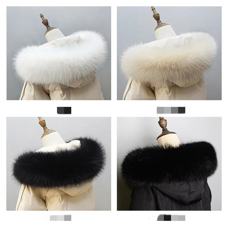 Thicken Warm Fox Fur Neck Wrap Winter Faux Fur Collar Fluffy Shawl Collars Plush Neck Warmer for Women Fur Scarf Clothing Access 251024