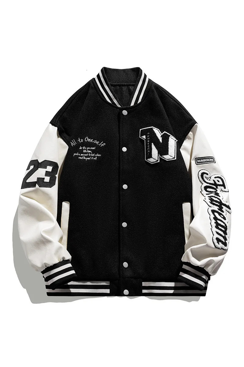 Men Varsity Baseball Bomber Jacket Hip Hop Harajuku Bone Letter Patchwork Leather Jackets Streetwear Women Unisex College Coats 251023