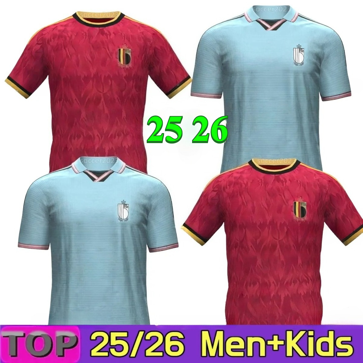 2026 BELGIUM World Cup soccer jerseys DE BRUYNE R. LUKAKU E. HAZARD 25 26 MERTENS BATSHUAYI TIELEMANS T.HAZARD Fans Player football shirt uniform Men Kids Kits