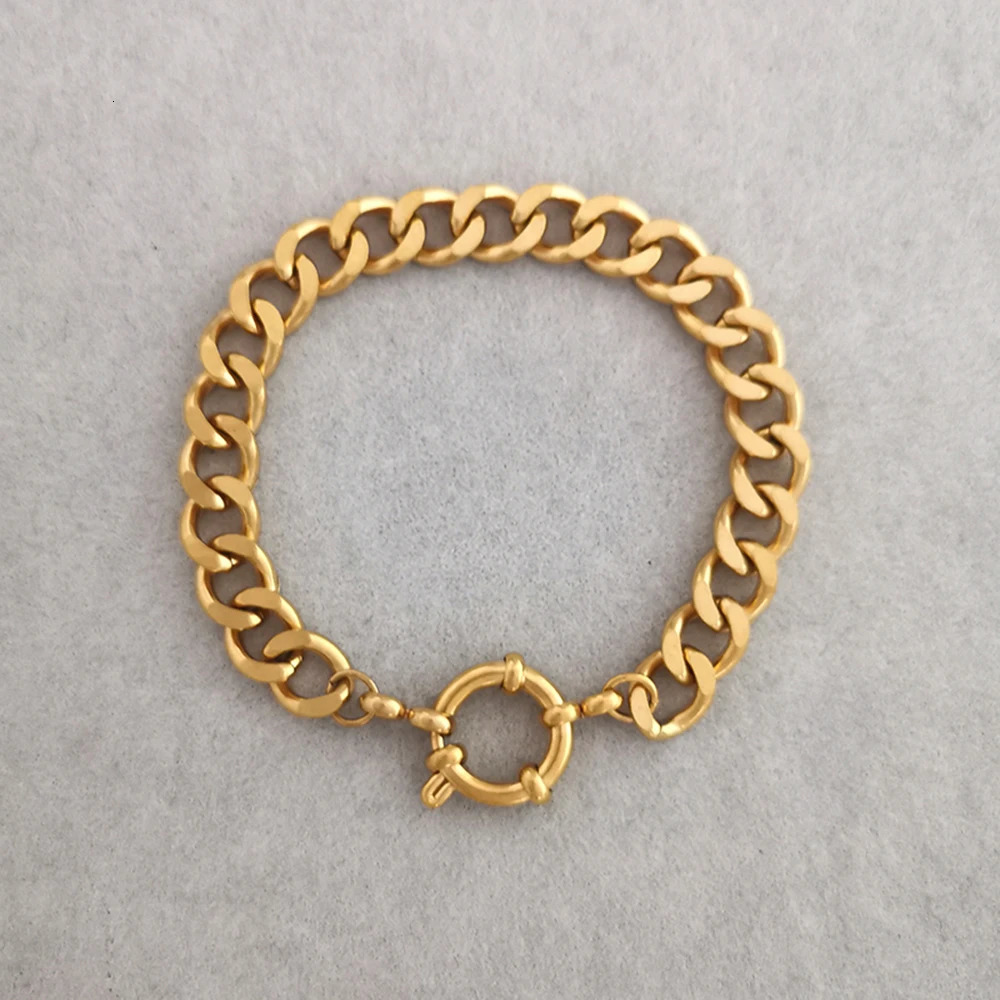 QMHJE Stainless Steel Bracelet Women Men Anchor Clasp Beads Chain Sailor Wheel Geometric Link Basic DIY Gold Silver Color Punk 251023