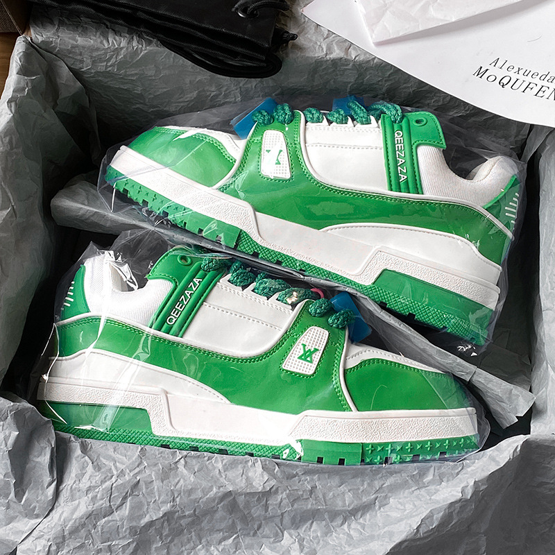 Designers Men Flats Shoes Fashion 2026 New Trainer Shoes Men's Printed Denim Blue Sneakers Chunky Sole blue black orange green Casual Shoes 36-45