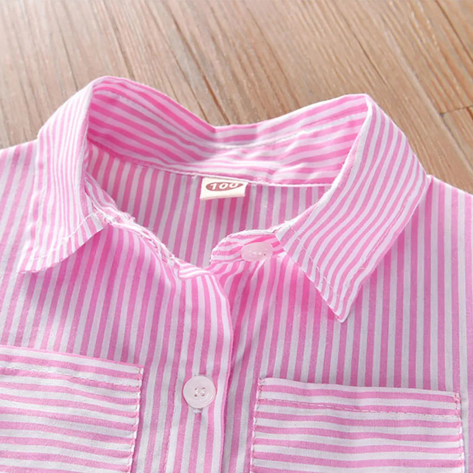 Girls Fashion Clothes for Spring Autumn Striped Shirt with Belt Stylish and Comfortable Dress Girls Casual Dresses 251023