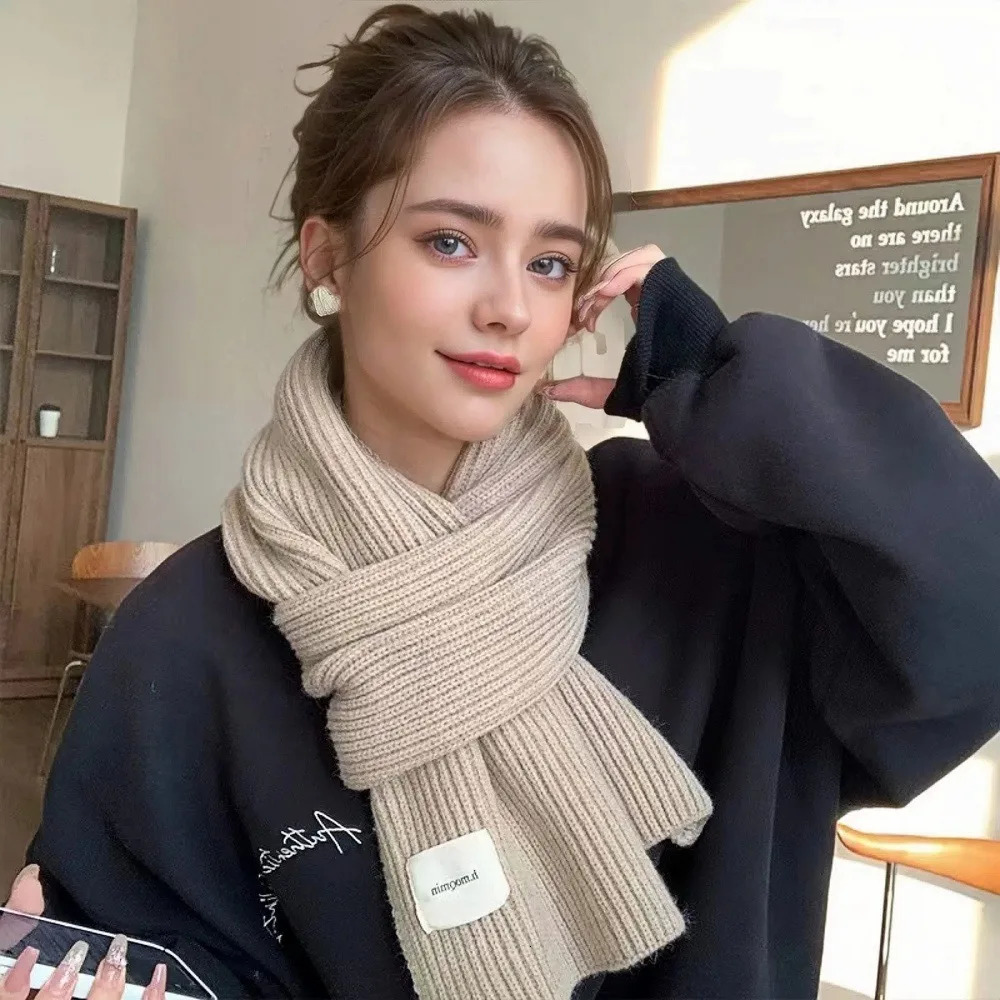 Autumn Winter Women Knitted Wool Scarf Fashionable Solid Color Warm White Ring Scarf Christmas and Year Gifts for Men Girls 251024