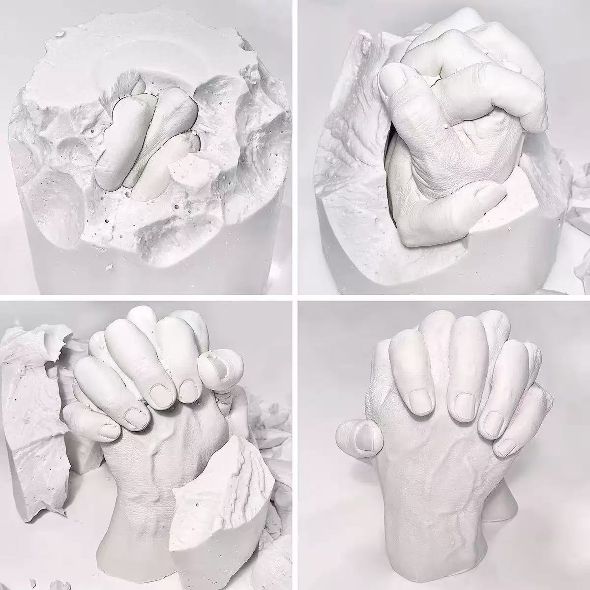 Home Hand Casting Kit for Couples or Family with Mounting Plaque Anniversary DIY Gifts Her & Him, Keepsake Sculpture Wedding Kids Gypsum hand mold