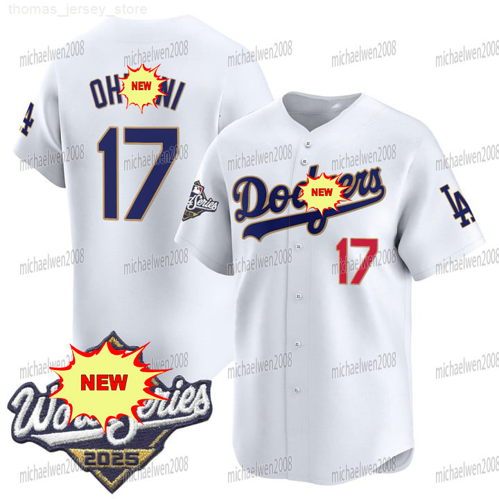 Dodgers 2025 World Series Gold Trim Jersey Shohei Ohtani Enrique Hernandez Freddie Freeman Mookie Betts Will Smith Yoshinobu Yamamoto Roki Sasaki Cust