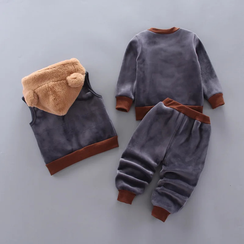 3PCS Winter Autumn Toddler Baby Boys Girls Clothes Baby Sweaters Coat Pants Hooded Vest Outfit Set Infant Warm Clothing Suits 251023