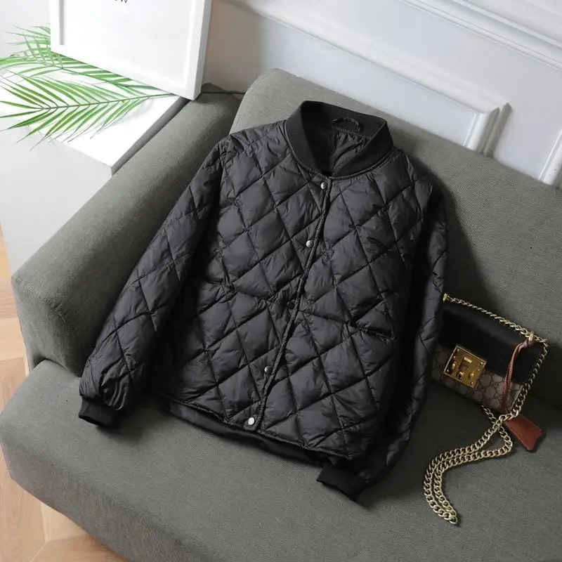 Women Fashion Ultra Light Down Cotton Outwear Short Quilted Jacket Autumn Winter Single Breasted CottonPadded Coat 251017