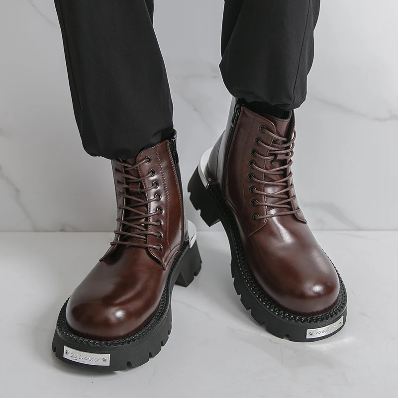 Winter Business Men Work Boots Blackbrown Thicksoled Durable Laceup Fashionable Chelsea Boots Training Boots Men Sizes 3846 251023