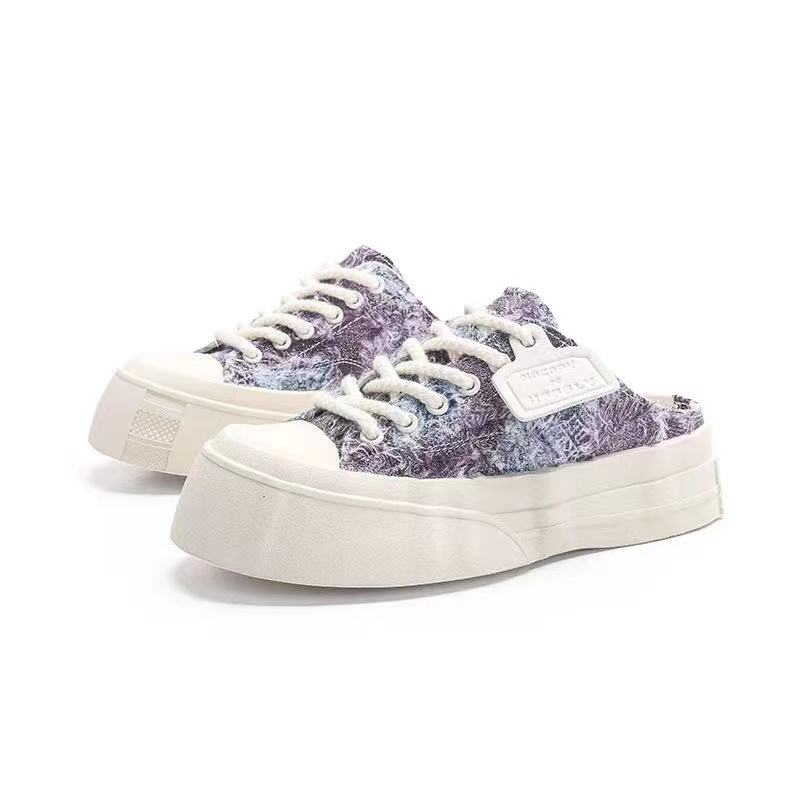 Jifffly half slipper women, low-cut, soft sole, height-increasing canvas shoes for summer