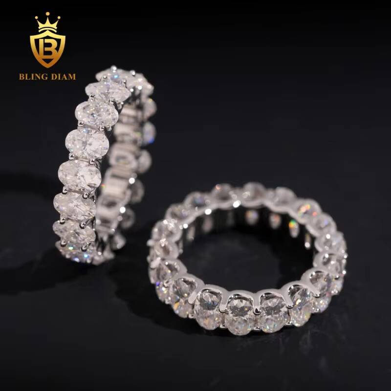 New Arrivals Full Moissanite Diamond 925 Sterling Silver Wedding Engagement Rings for Women Gra Certificate Past Diamond Test