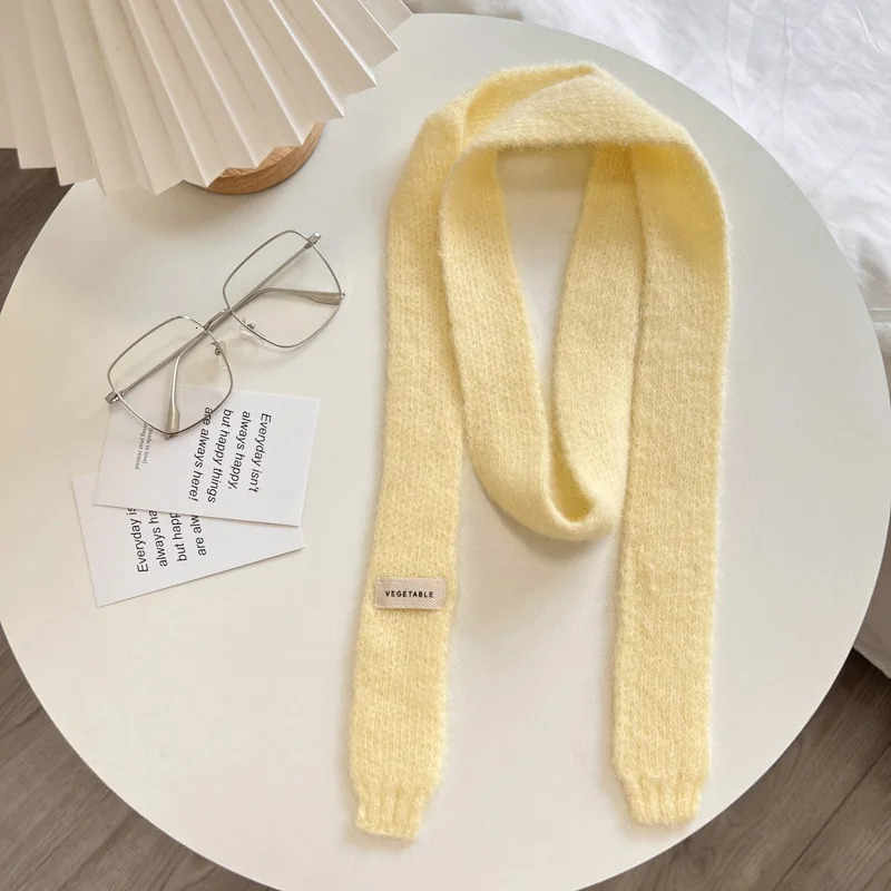 Knitted Scarves Korean Style Thin Scarf Fashionable Plush Long Solid Scarf Womens Mink Fur Y2K Girl Scarf for Warm 251024