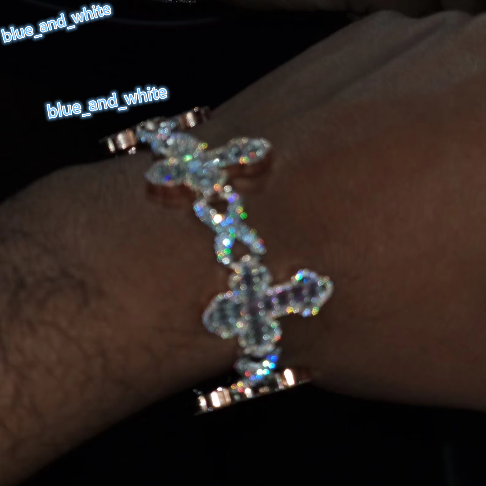 New Fashion Women Men Cross Number 8 Full Bling Paved Hip Hop Bracelet TwoStone Setting Cuban Chain Jewelry