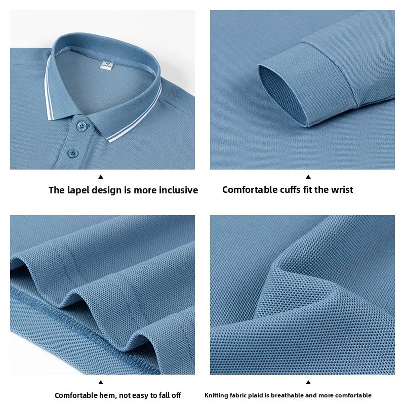 Top Quality Breathable Fabric Men Polo Shirt er Fashion Casual Business Solid Color Tops Slim Long Sleeve Tops 251020