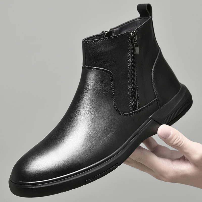 High Quality Mens Ankle Boots Classic Genuine Leather Chelsea Boots High Top Formal Business Shoes Male Casual Walking Botas 251023