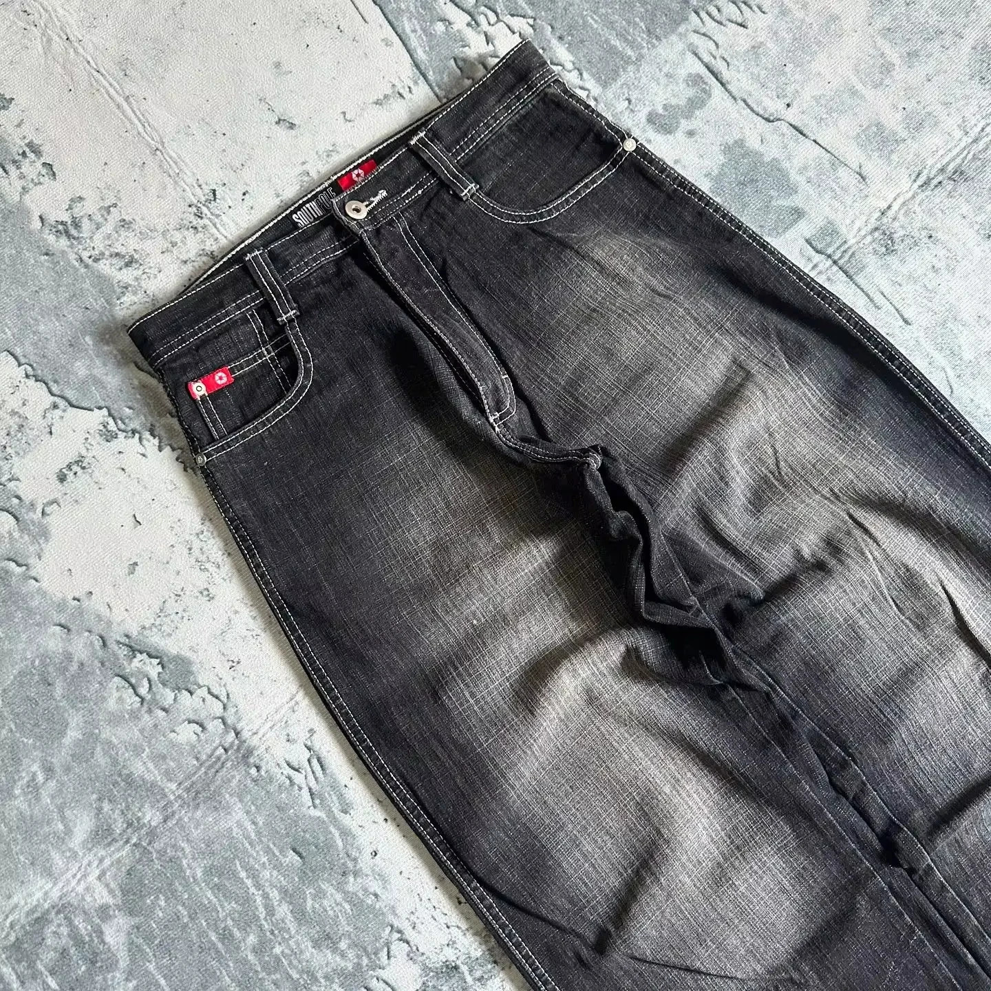 American Fashion Hip Hop Joker Oversized Jeans Women Street Y2K Clearance Spot Mopping Wideleg Pants Unisex Loose Jeans 251023