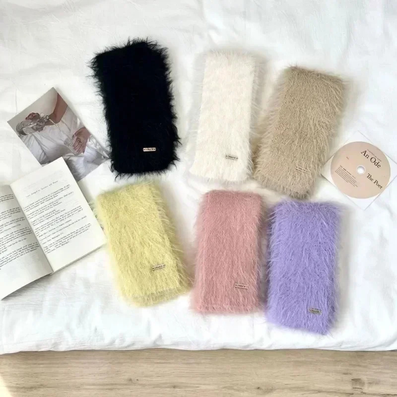 Korean er Runway Style Thin Scarf Fashionable Plush Long Strip Scarf Womens Mink Fur Y2K Girl Scarf for Warm 251024