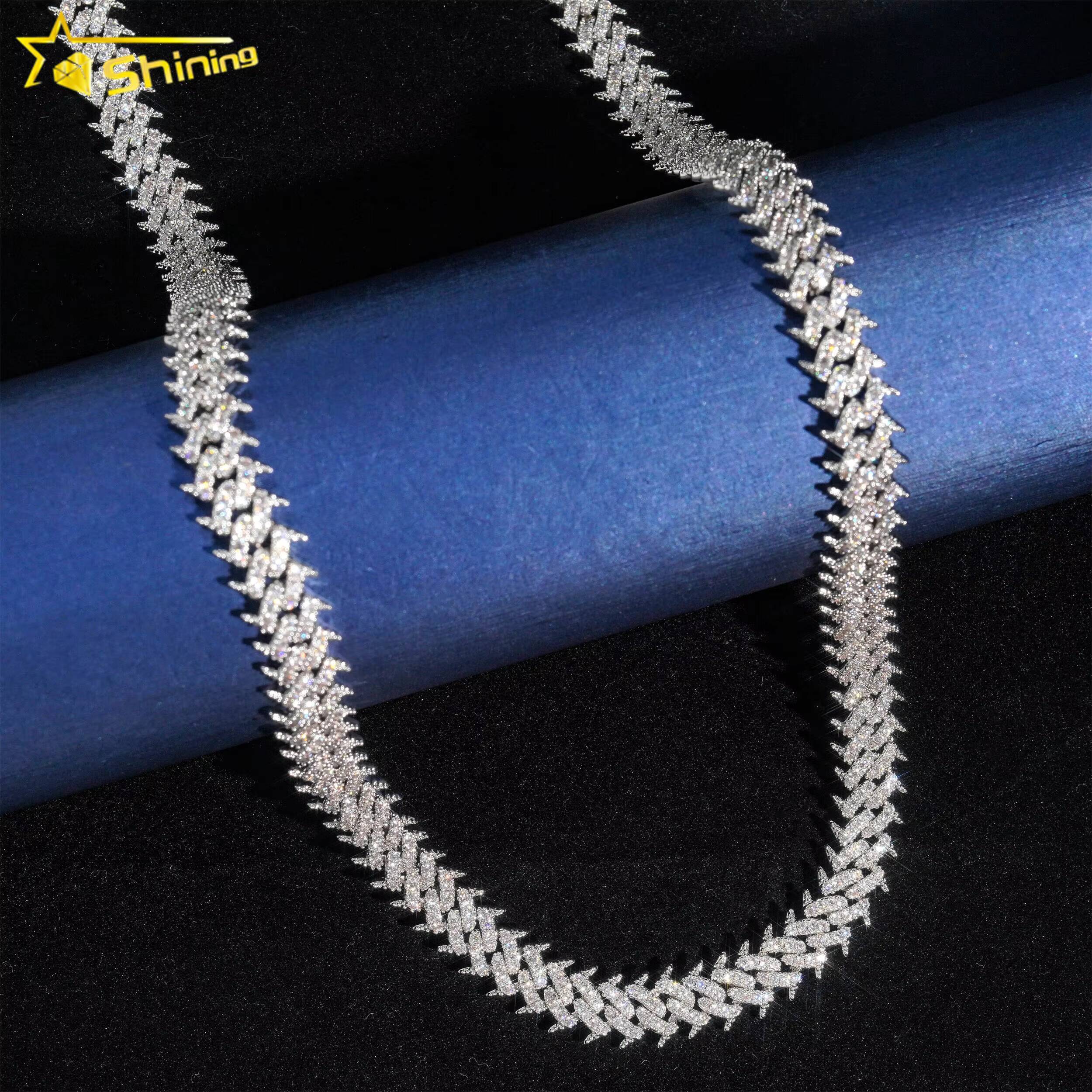 Luxury Design 925 Silver Chain Hip Hop Jewelry Iced Out VVS Moissanite Cuban Link Rapper Necklace Daily Wear