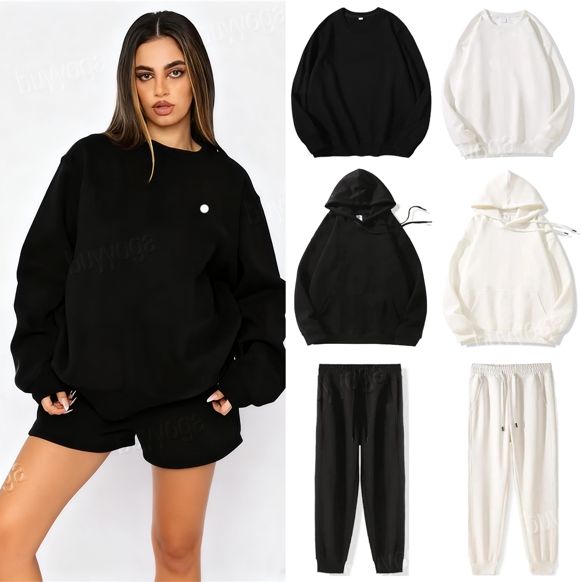 Yoga Womens Sportswear Hoodies Outfit Warm Sweatshirts Silver 3D logo on chest Loose Sweatwear Unisex Casual Top Fashion Outwear Jacket PULLOVER Hoodies