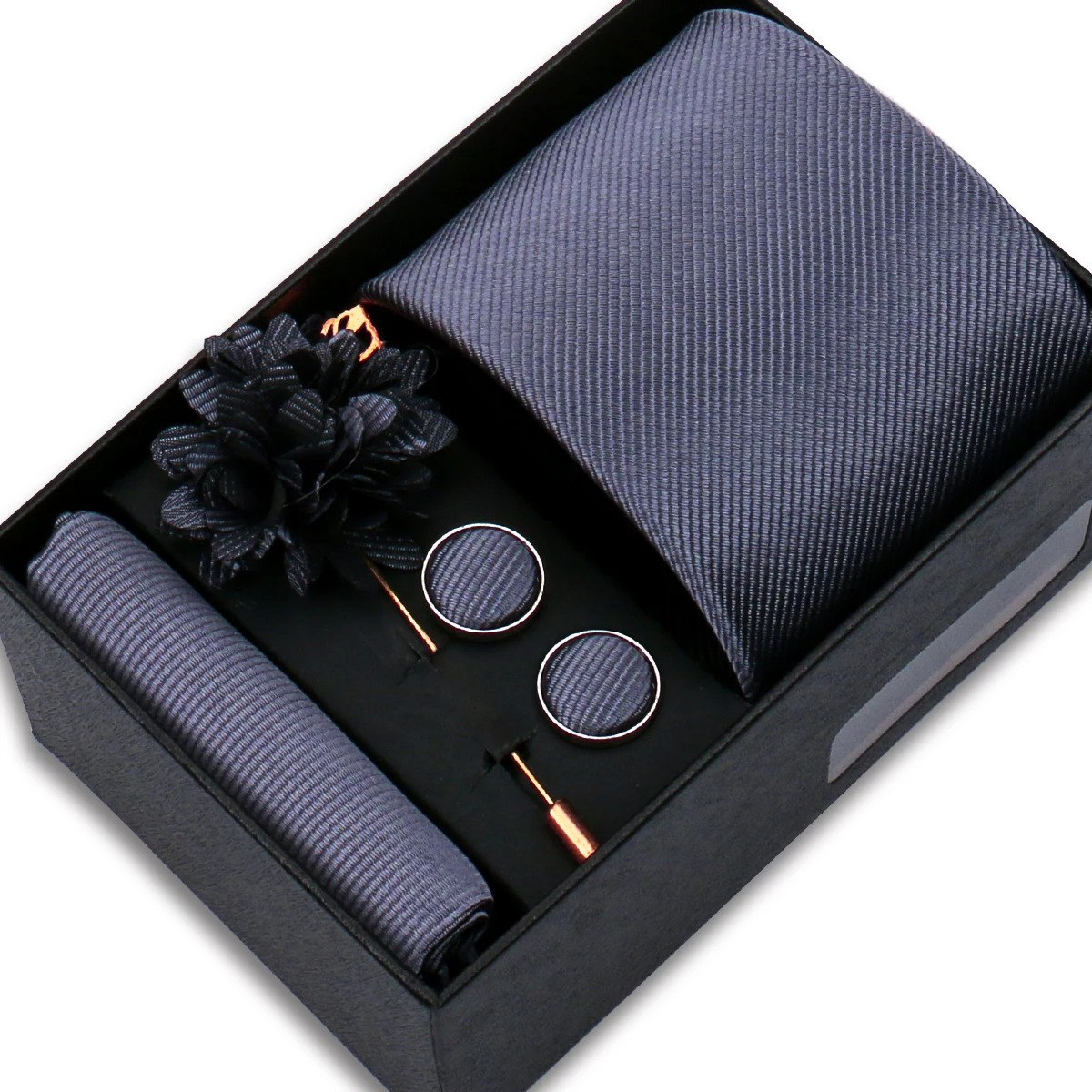 Ties For Men Elegant Tie Box Set Necktie Handchief Cufflink Brooch 4 Pcs Wedding Original Gifts Box Business Suit Accessories 251023