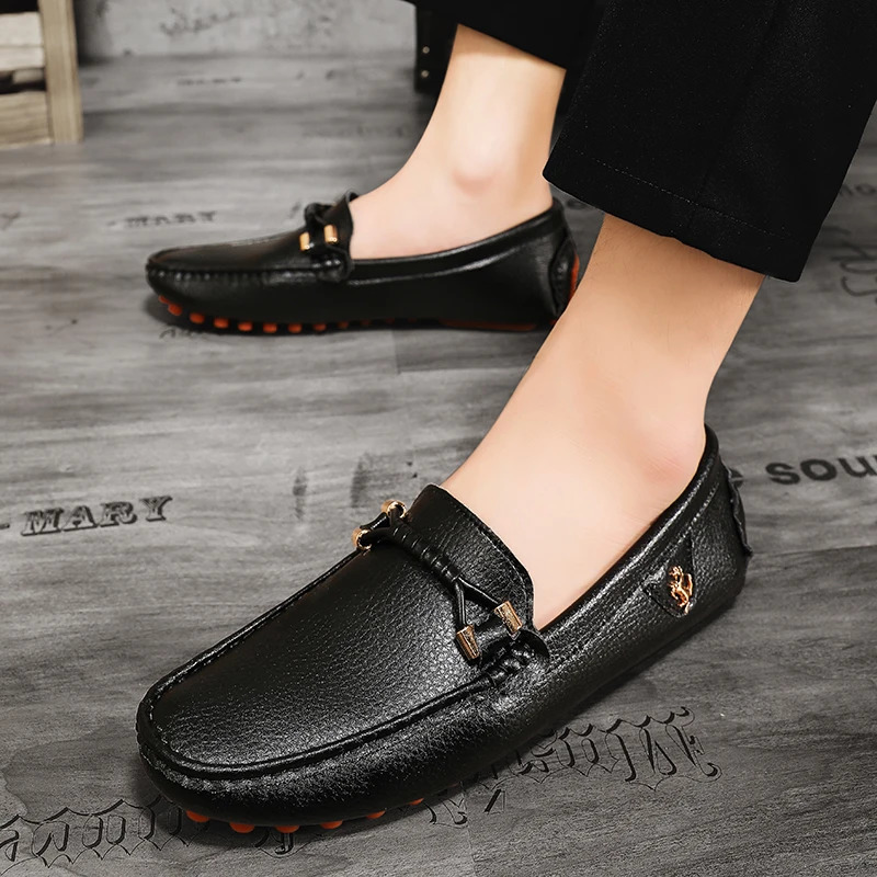 MAEDEF Summer Mens Fashion High Quality Outdoor Casual Leather Shoes Comfortable Breathable Classic Slip on Mens Shoes 251023