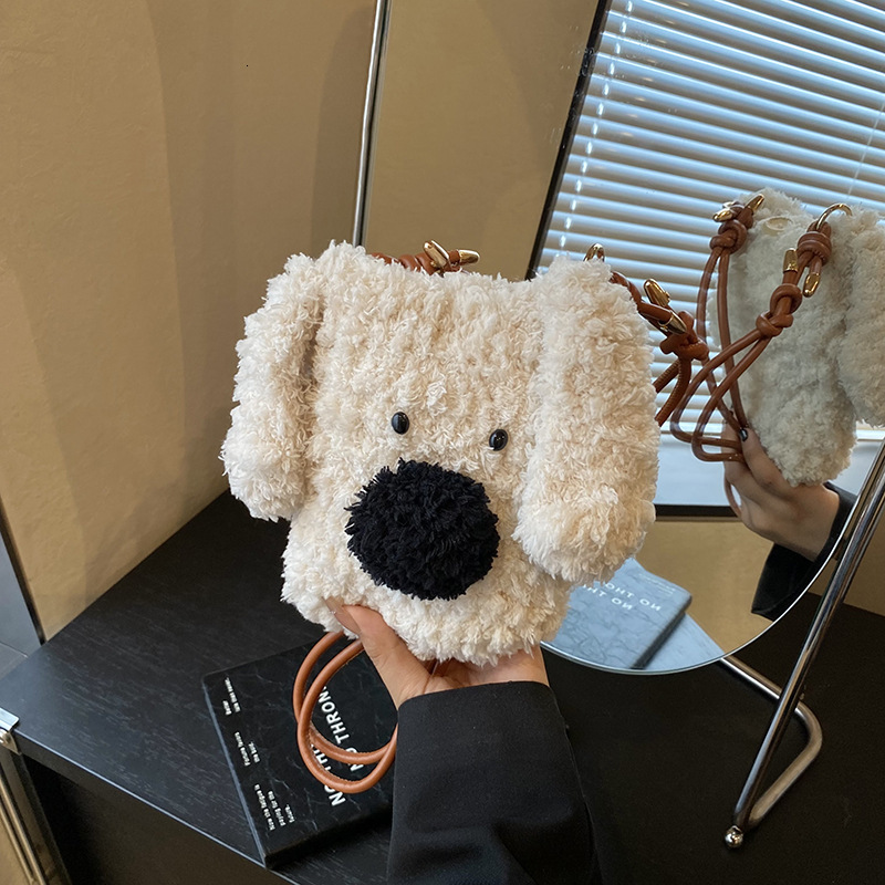 New designer handbag cute plush dog autumn and winter girl coin wallet cartoon boy baby crossbody bag
