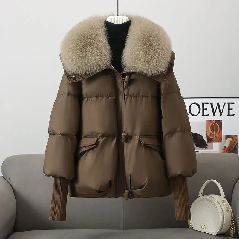 Winter Short Down Cotton Jacket Women Korean Loose Cotton Jacket Women Oversized Wool Collar Thickened Cotton Coat 251020