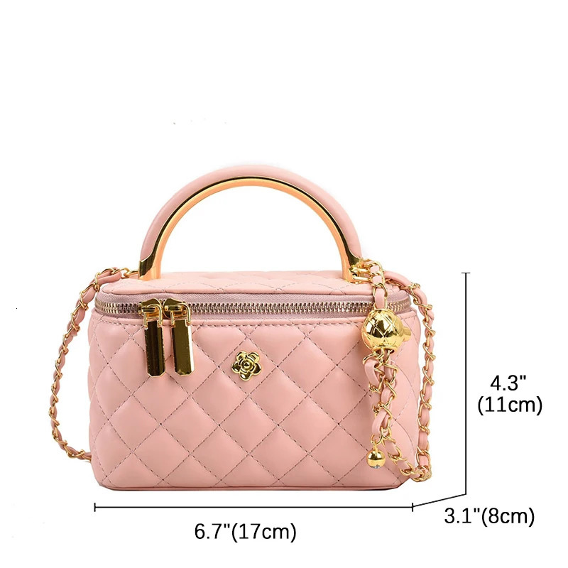 Quilted Shoulder Bag for Women PU Leather British Style Handbag Ladies Chain Crossbody Bags Female Small Square Pocket 251018