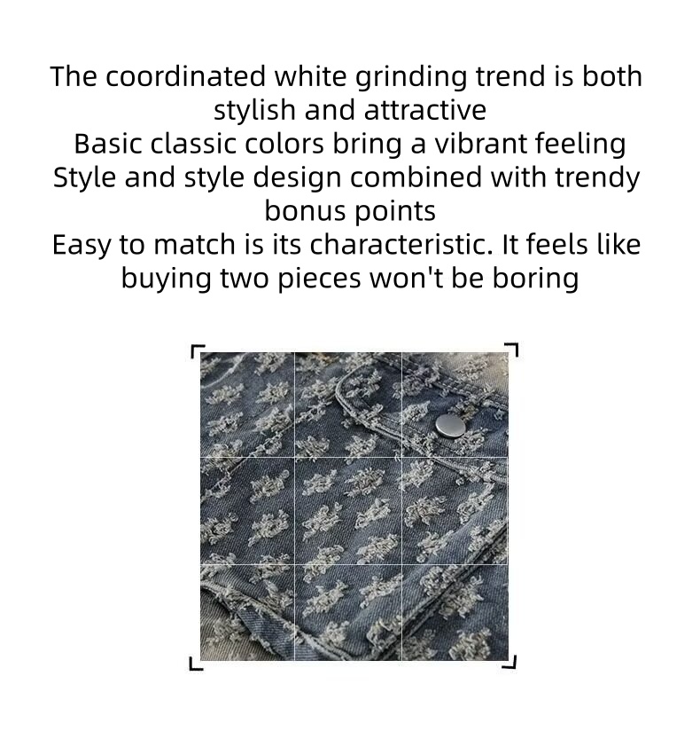 Men's Denim Washed Jacket Jacquard Pattern High street Loosen Fit Vintage design Coats COTTON Jackets Tops Males Casual Winter Clothes Asian Size