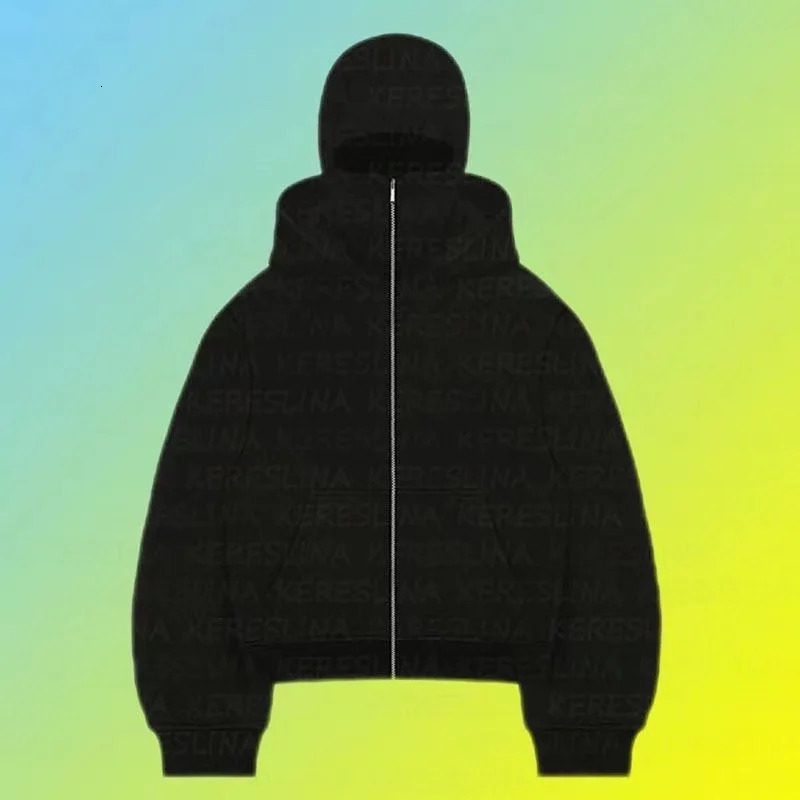 Men and women Balaclava Y2K Gothic Harajuku winter item double hooded sweatshirt mens hooded mask zipper sportswear 251023