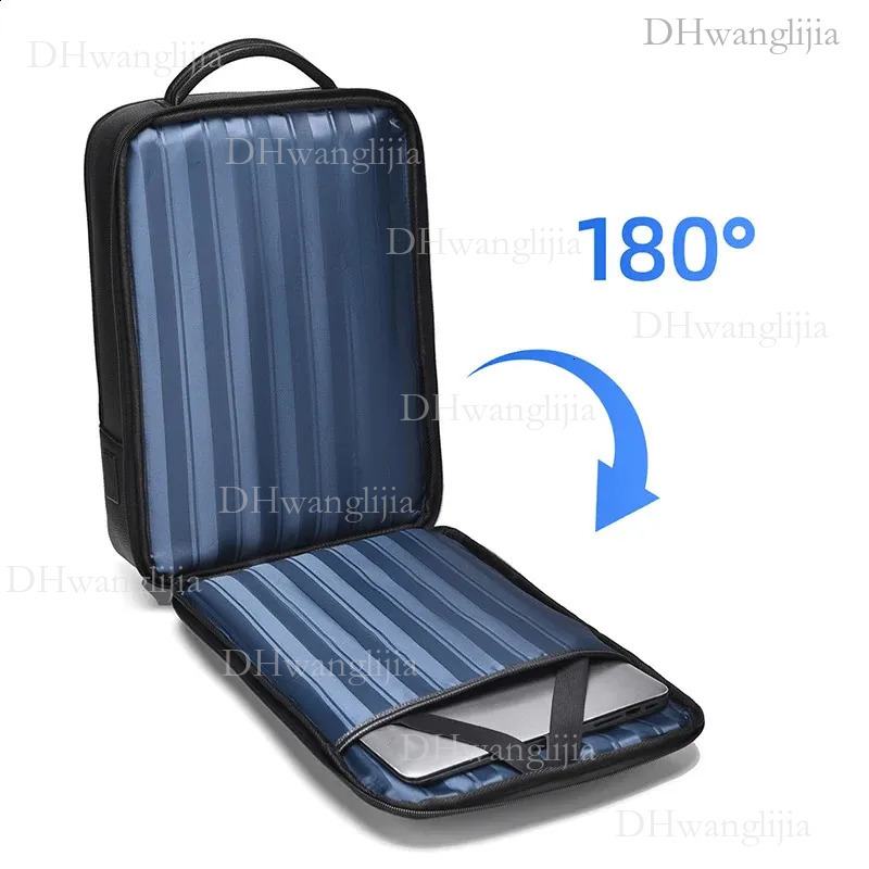 DHYMX Fashion Mens PU Leather Backpack USB Charging Executive Briefcase designer bag Travel Laptop Office Business Casual Back Pack Bag o240829