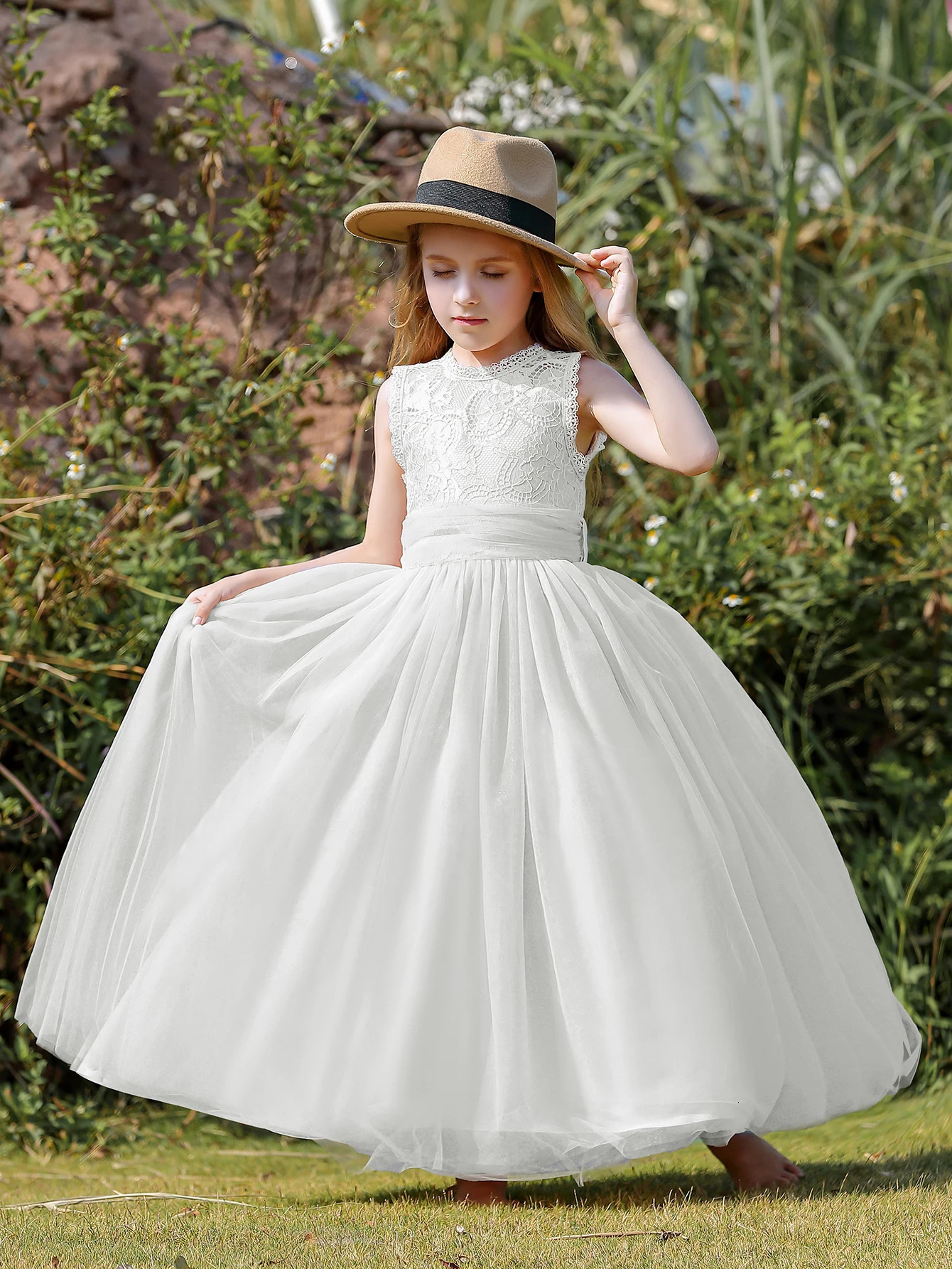 Lace Kids Prom Flower Girl Wedding Dress Ball Gown Tulle Cute Formal Princess Pageant Girls Party Dress 251023
