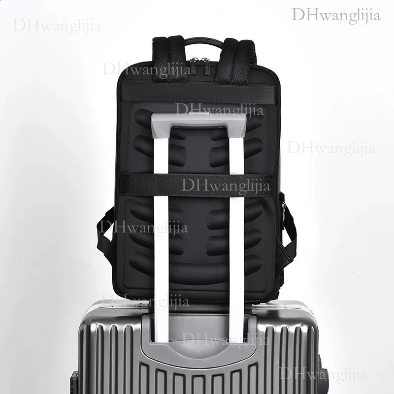 DHYMX Fashion Mens PU Leather Backpack USB Charging Executive Briefcase designer bag Travel Laptop Office Business Casual Back Pack Bag o240829