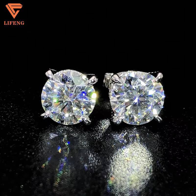 Fine Jewelry Big Earring Custom 10mm Real Diamond 925 Sterling Silver 14K 18K Gold Plated Vvs Moissanite Stud Earrings for Men