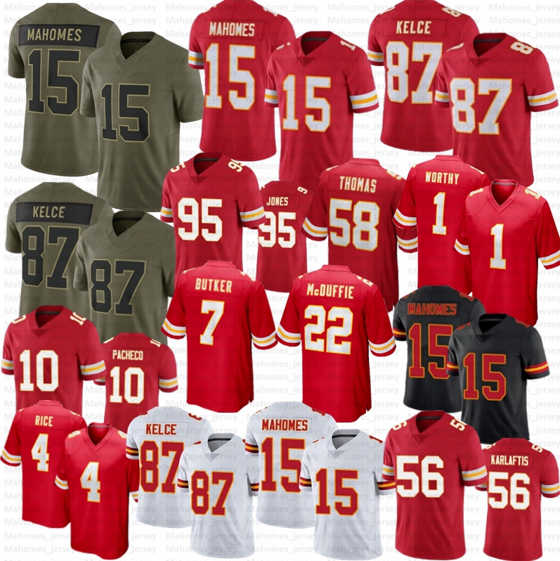 Patrick Mahomes Harrison Butker Travis Kelce Football Jersey Rashee Rice Jones Isiah Pacheco Karlaftis Jalen Royals Xavier Worthy Toney McDuffie Thomas Humphrey