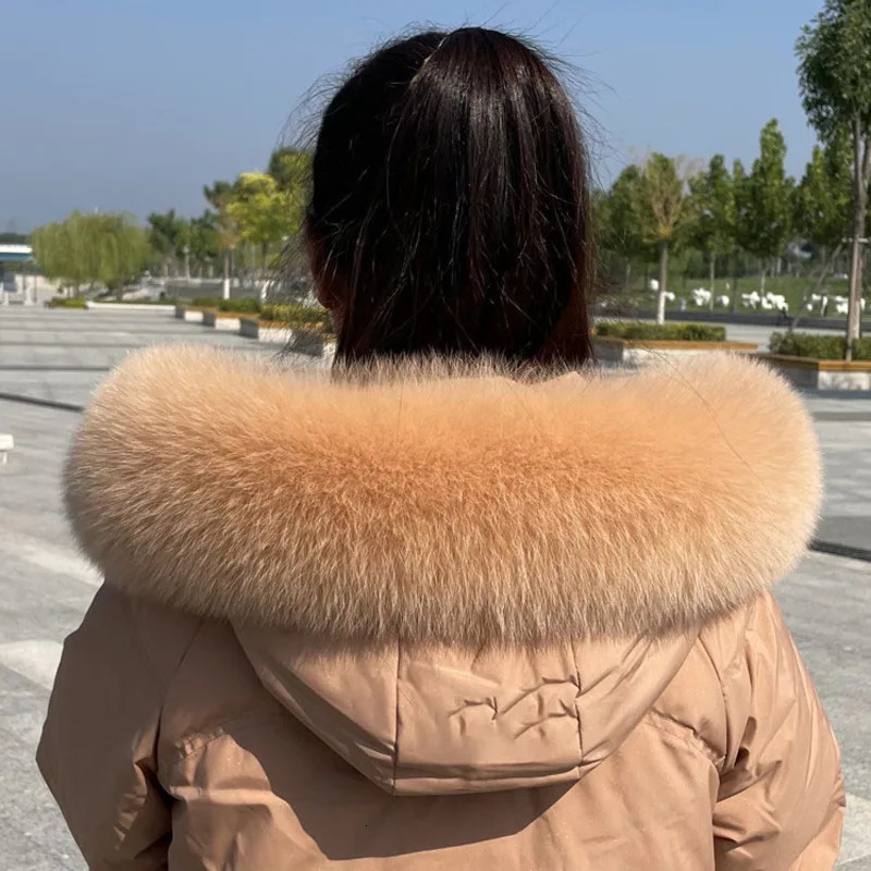 Fox Fur Collar Winter Fox Fur Scarf Straight Collar Natural Fur Scarf Shawl Collar Black Fur Collar Female Coat Fur Collar 251024