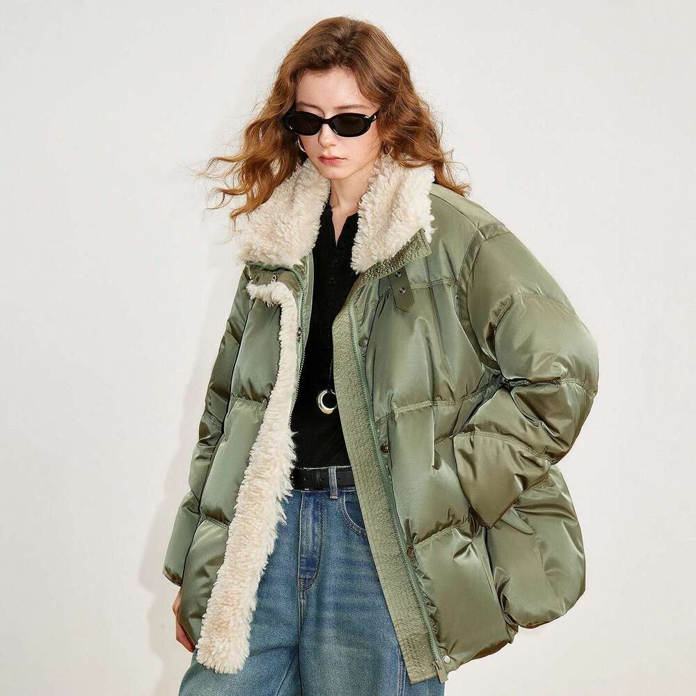 Women 90% White Duck Down 2025 Winter New Fur Splicing Stand Up Collar Light Warm Jacket Coat Womens Coat