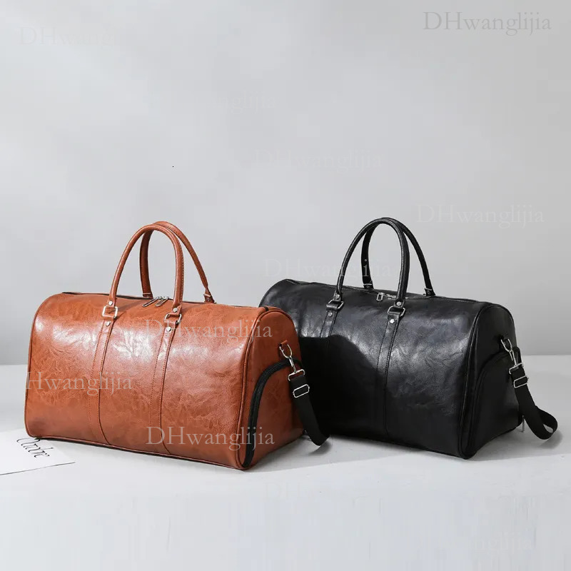 DHGM Luufan Crazy Horse Genuine Men Real Leather Travel Duffel Vintage Big Weekend Bag Male Luuage Handbag Duffle 9791