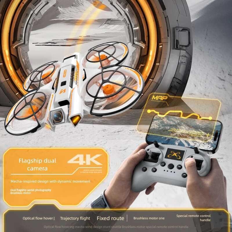 A Drone Brushless Motor Mecha Style Aircraft Optical Flow Positioning Aerial Photography Full Protection Remote Control Airplane