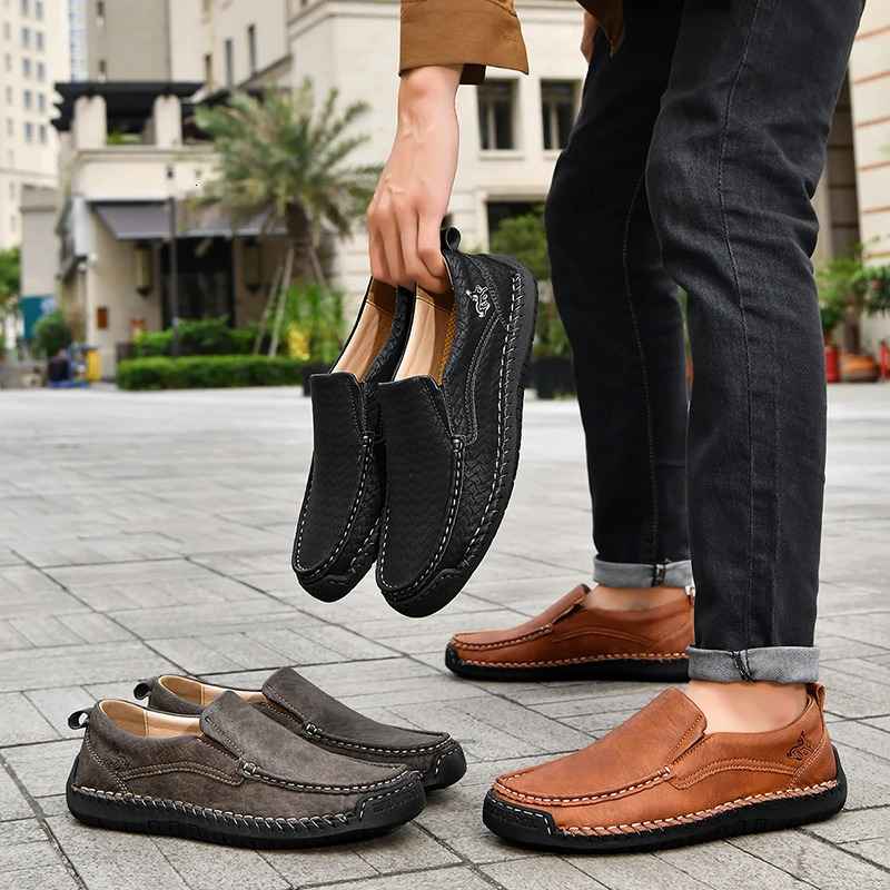 Mens Flat Casual Shoes Handmade Leather Men Loafers Outdoor Men Shoes Breathable Men Moccasins Mens Sneakers Driving Shoes 251023