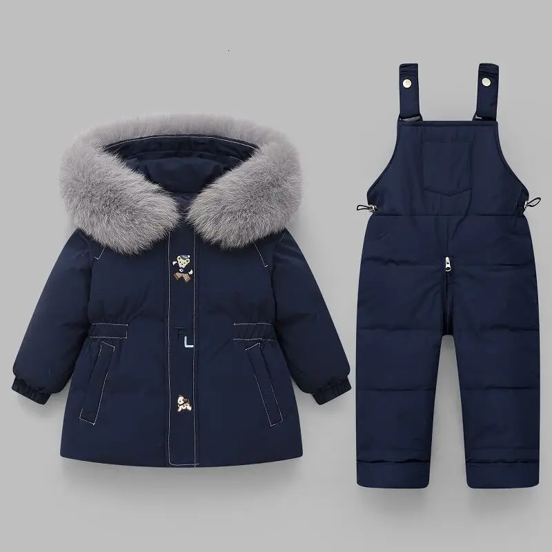 Parka Real Fur Hooded Boy Baby Overalls Girl Clothes Winter Duck Down Jacket Warm Kids Coat Child Snowsuit Snow Clothing Sets 251023