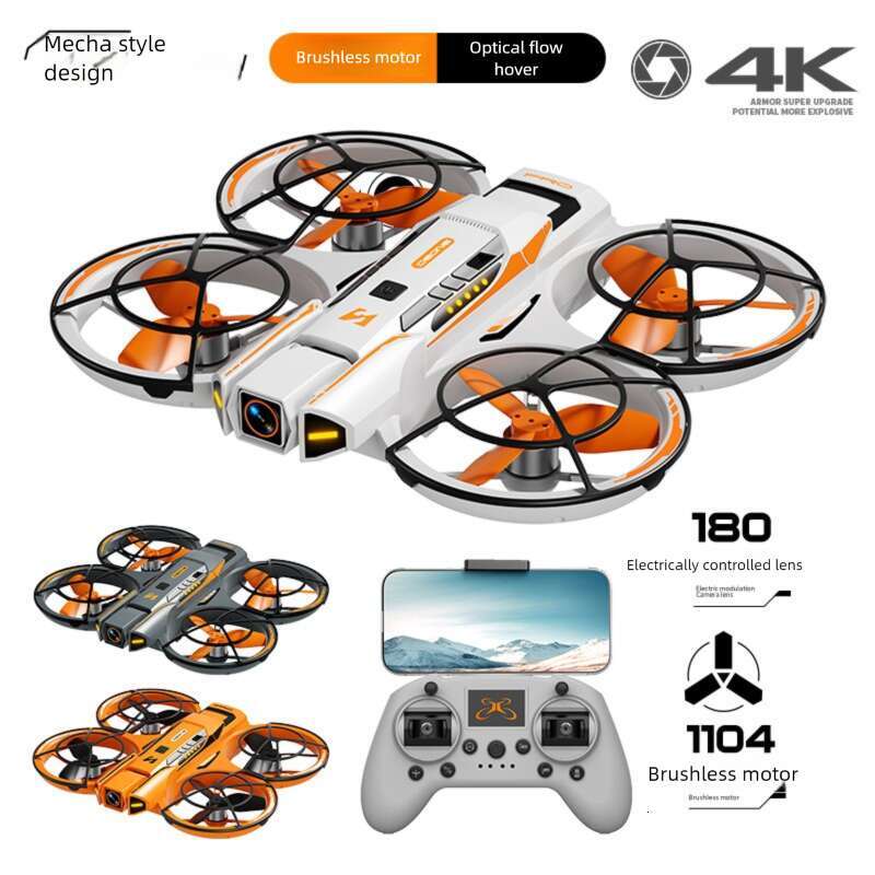 A Drone Brushless Motor Mecha Style Aircraft Optical Flow Positioning Aerial Photography Full Protection Remote Control Airplane