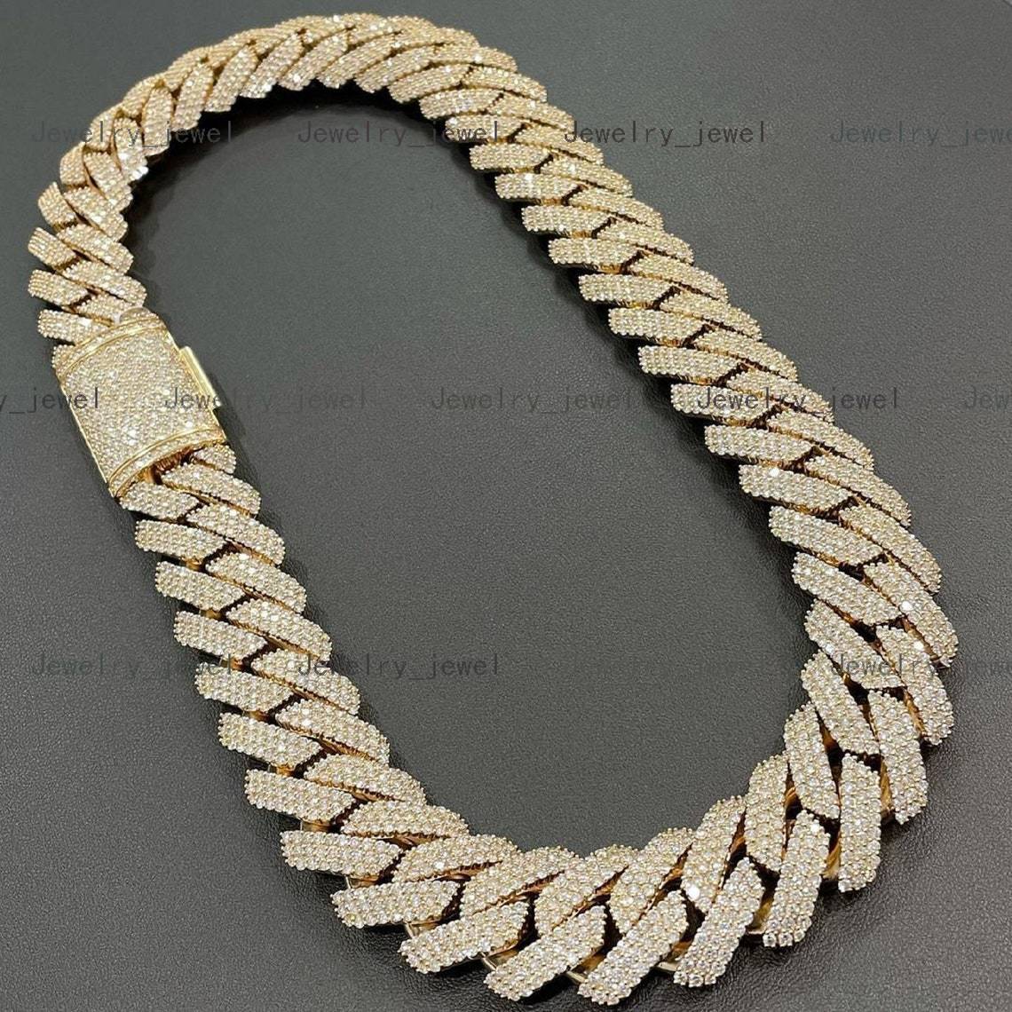 Iced Out Hip Hop 24MM Wide 4 Rows Miami Cuban Link Chain VVS Moissanite Cuban Link Chain Necklace
